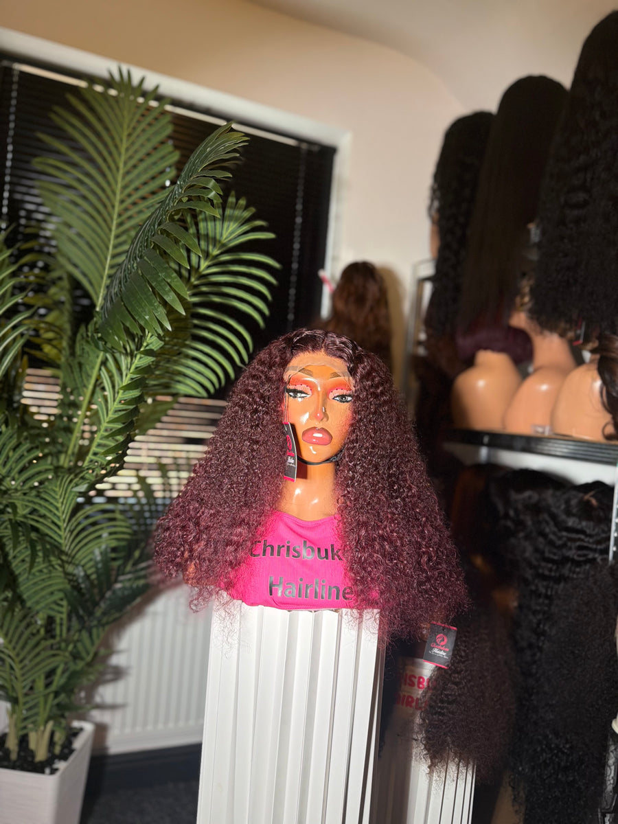 Burgundy Curly wig